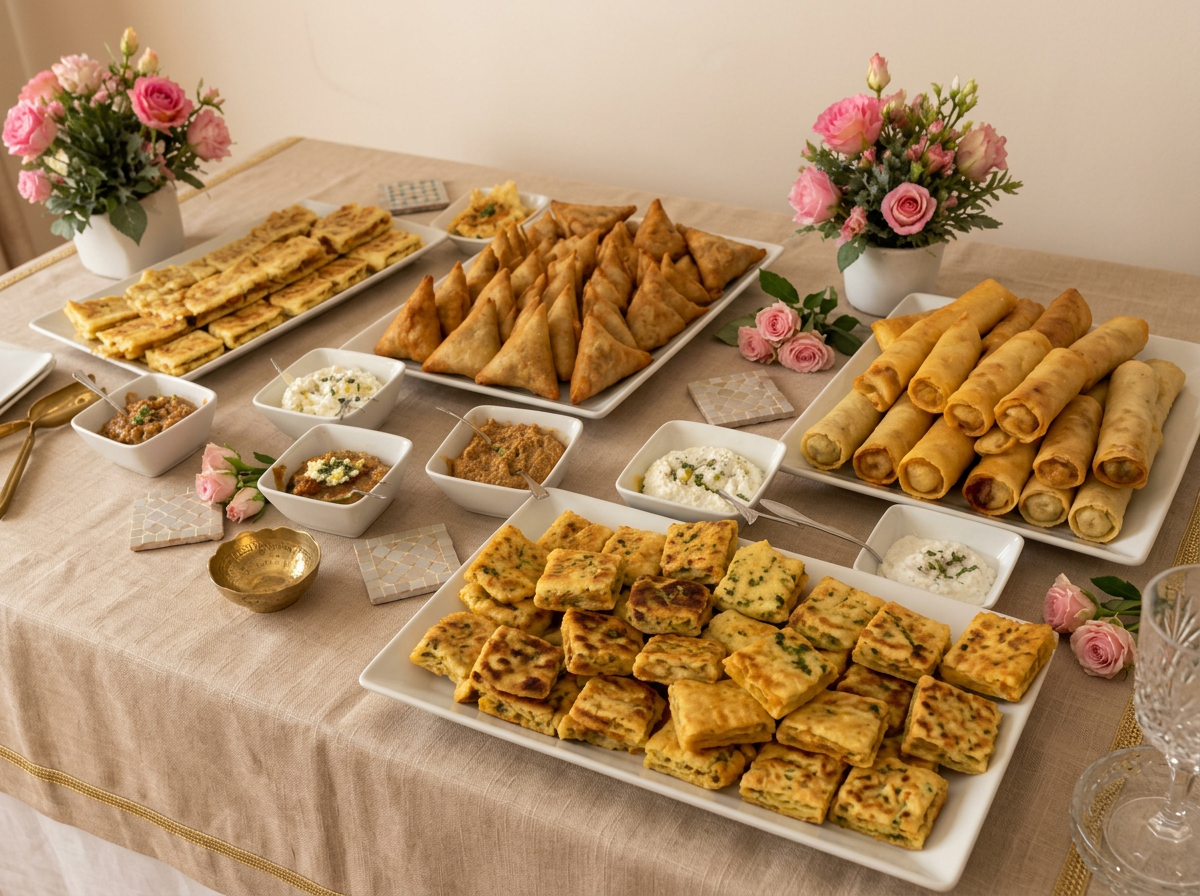 Openbuffet met warme hartige hapjes en dips